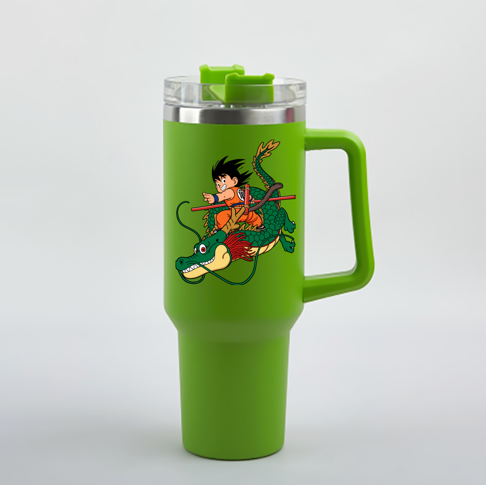 （画像用） ドラゴンボール 孫悟空（そん ごくう）Son Goku カカロット DRAGON BALL Kakarotto 1200mL車用タンブラー - クリスタルステッカー（プラスチックストロー付き）